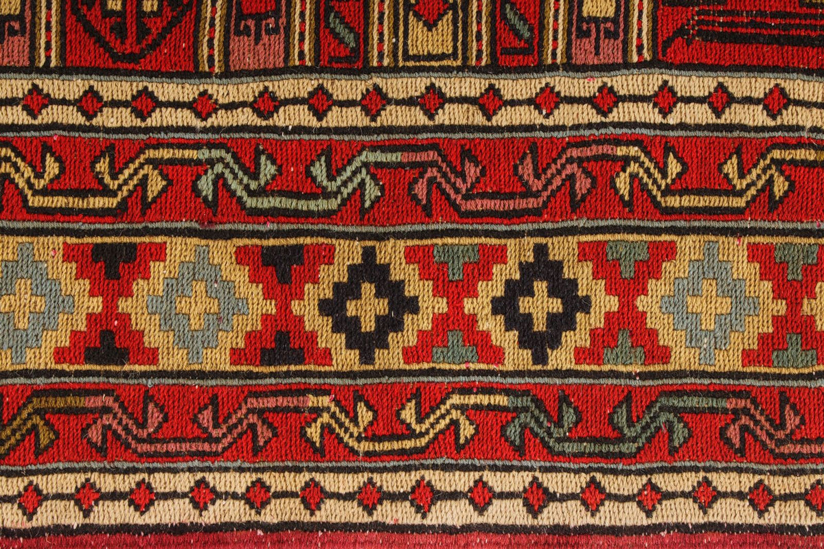 7x13 Red Turkish Patchwork Rug