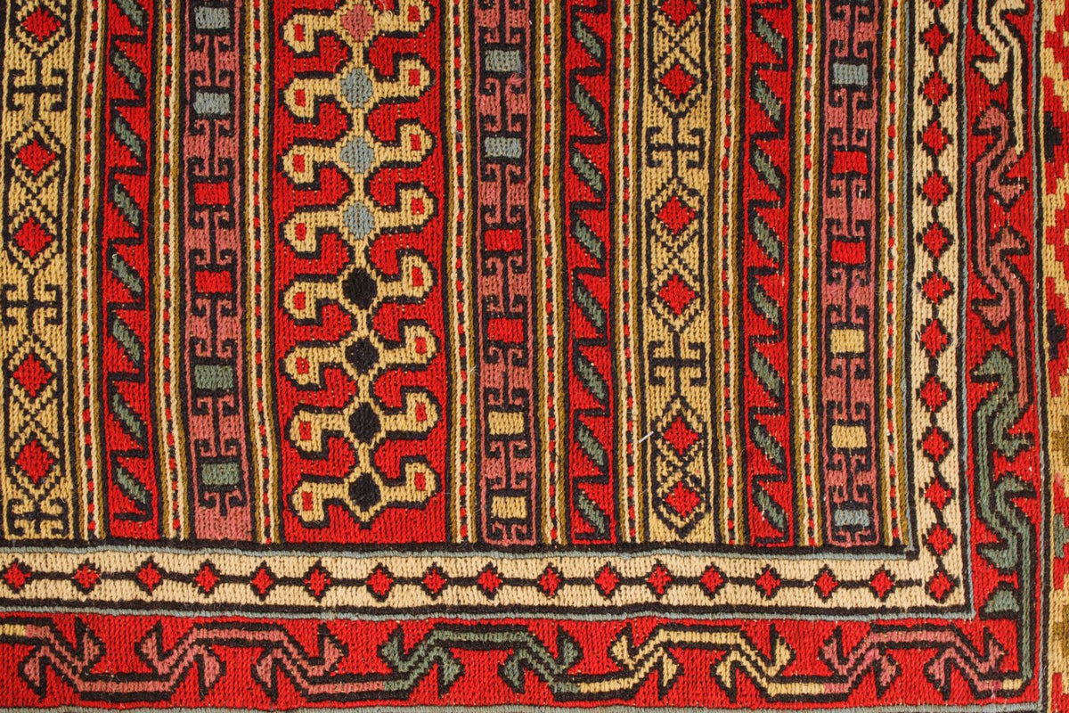 7x13 Red Turkish Patchwork Rug