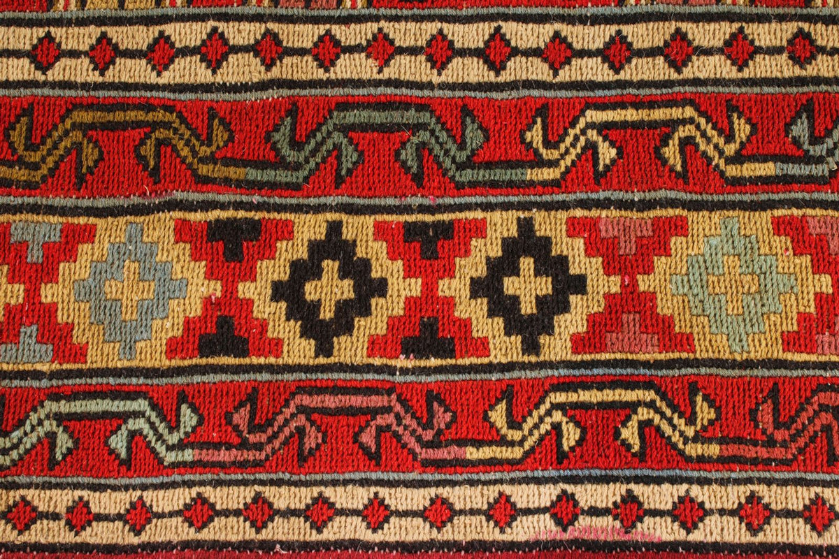 7x13 Red Turkish Patchwork Rug