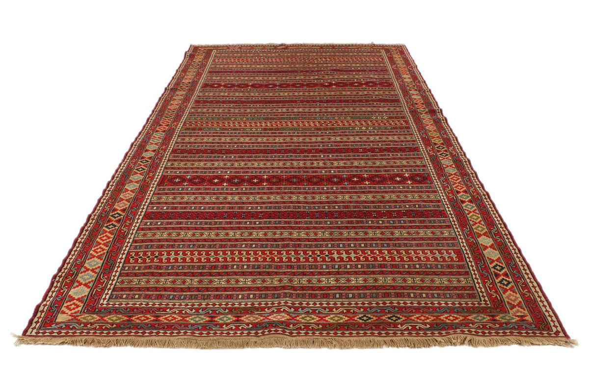 7x13 Red Turkish Patchwork Rug