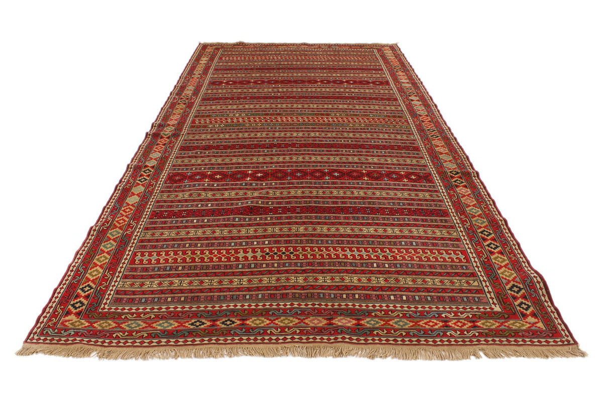 7x13 Red Turkish Patchwork Rug
