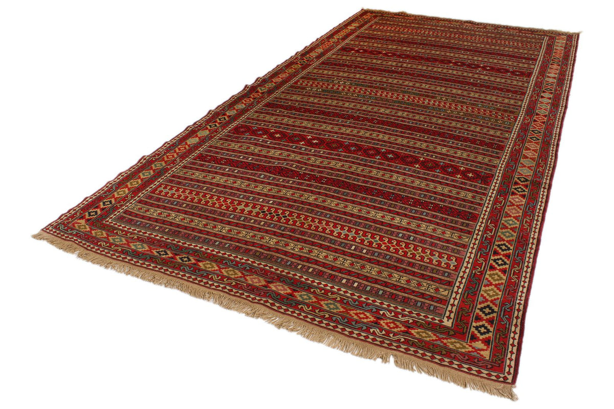 7x13 Red Turkish Patchwork Rug