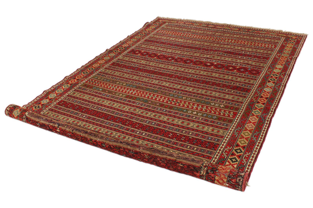 7x13 Red Turkish Patchwork Rug