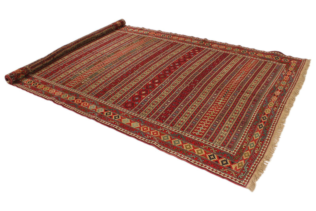 7x13 Red Turkish Patchwork Rug