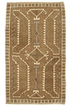 2x3 Brown and White Turkish Tribal Rug