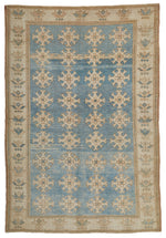 5x8 Blue and Beige Persian Tribal Rug