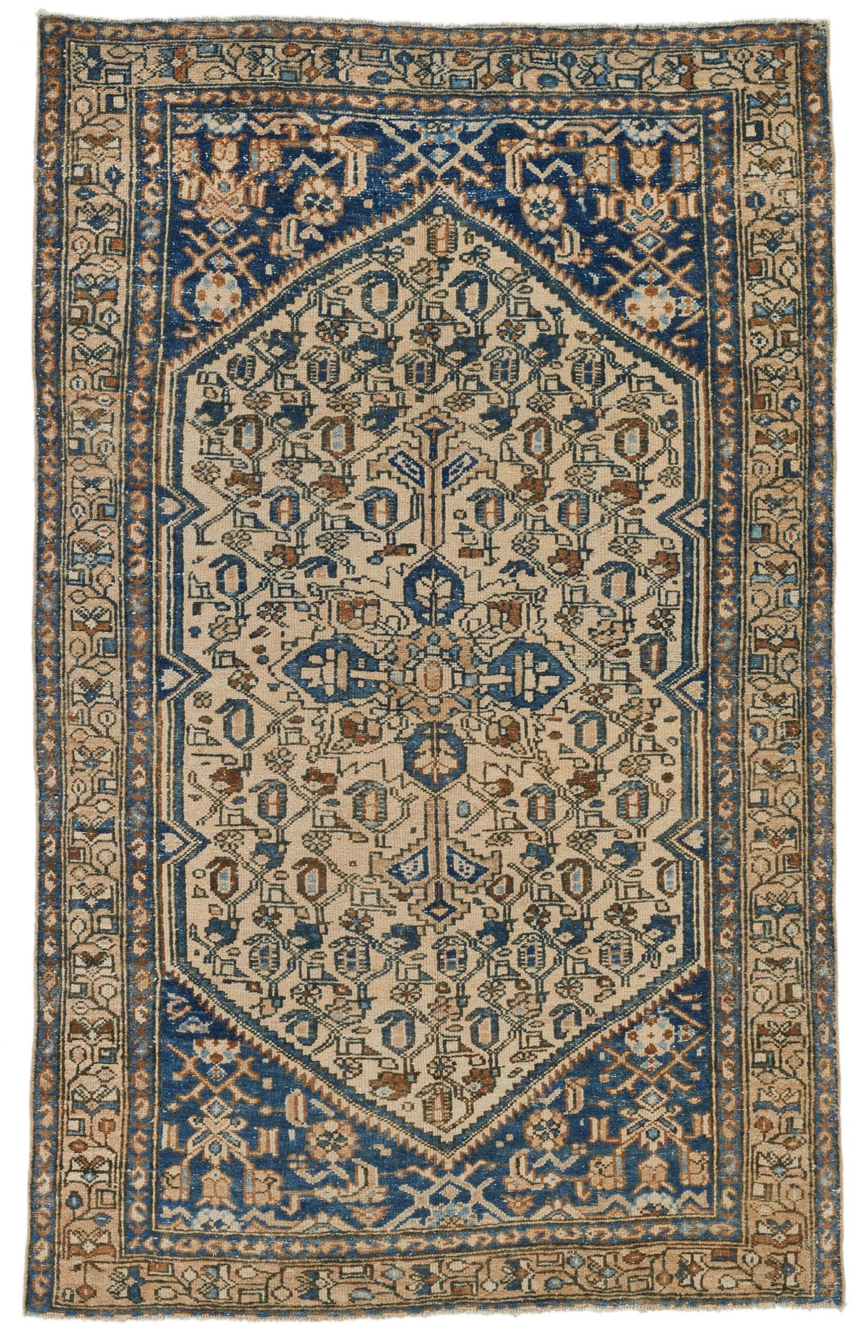 4x7 Blue and Beige Persian Rug