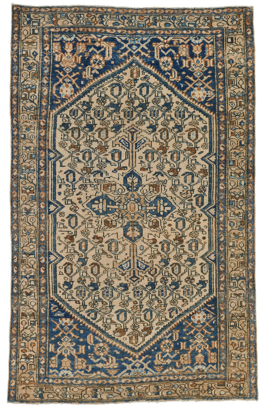 4x7 Blue and Beige Persian Rug