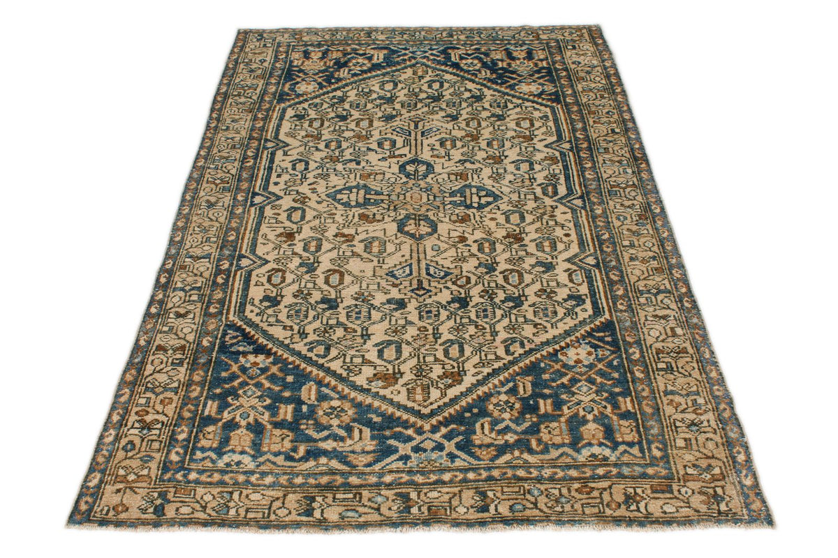 4x7 Blue and Beige Persian Rug