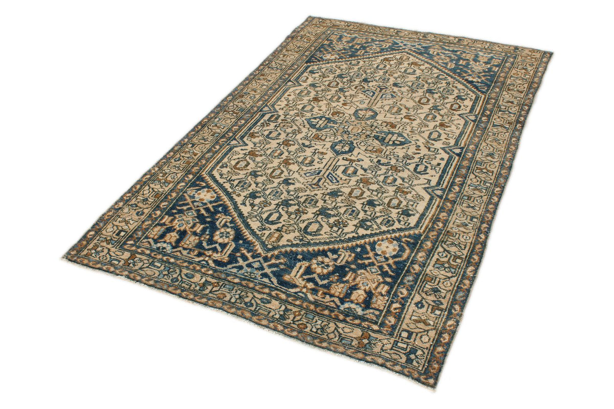4x7 Blue and Beige Persian Rug
