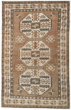 5x8 Beige and Brown Turkish Tribal Rug