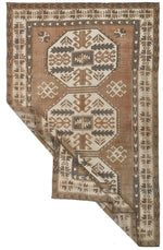 5x8 Beige and Brown Turkish Tribal Rug