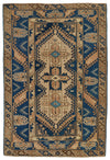 4x6 Blue and Beige Anatolian Tribal Rug