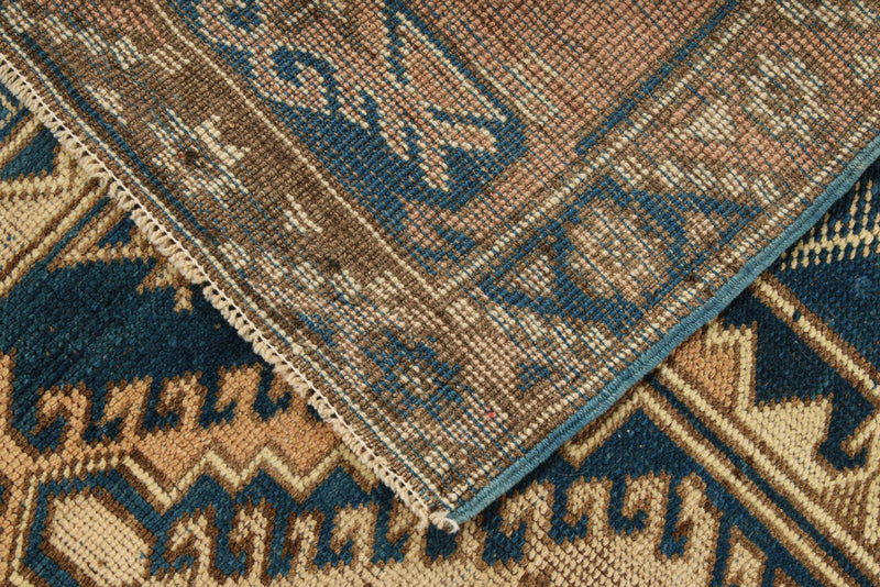 4x6 Blue and Beige Anatolian Tribal Rug