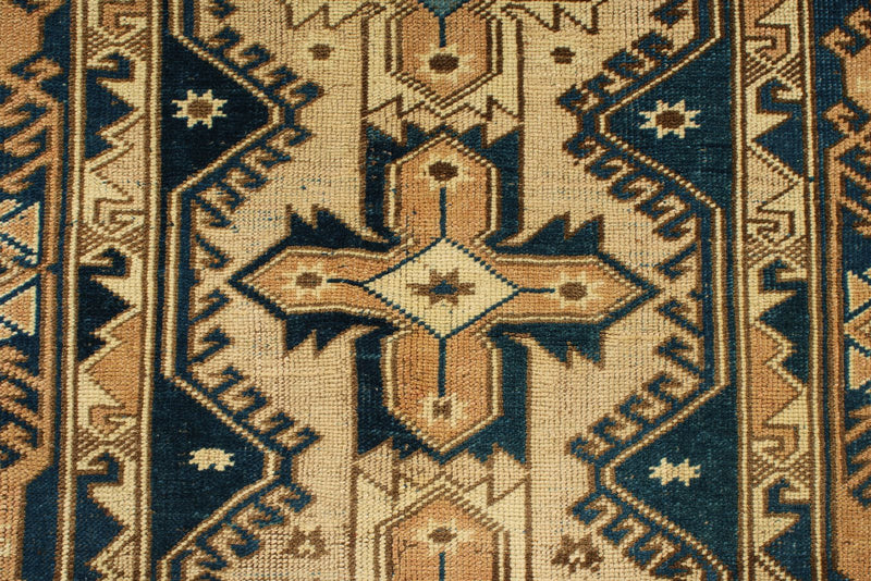 4x6 Blue and Beige Anatolian Tribal Rug