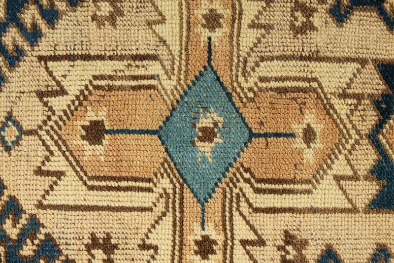 4x6 Blue and Beige Anatolian Tribal Rug