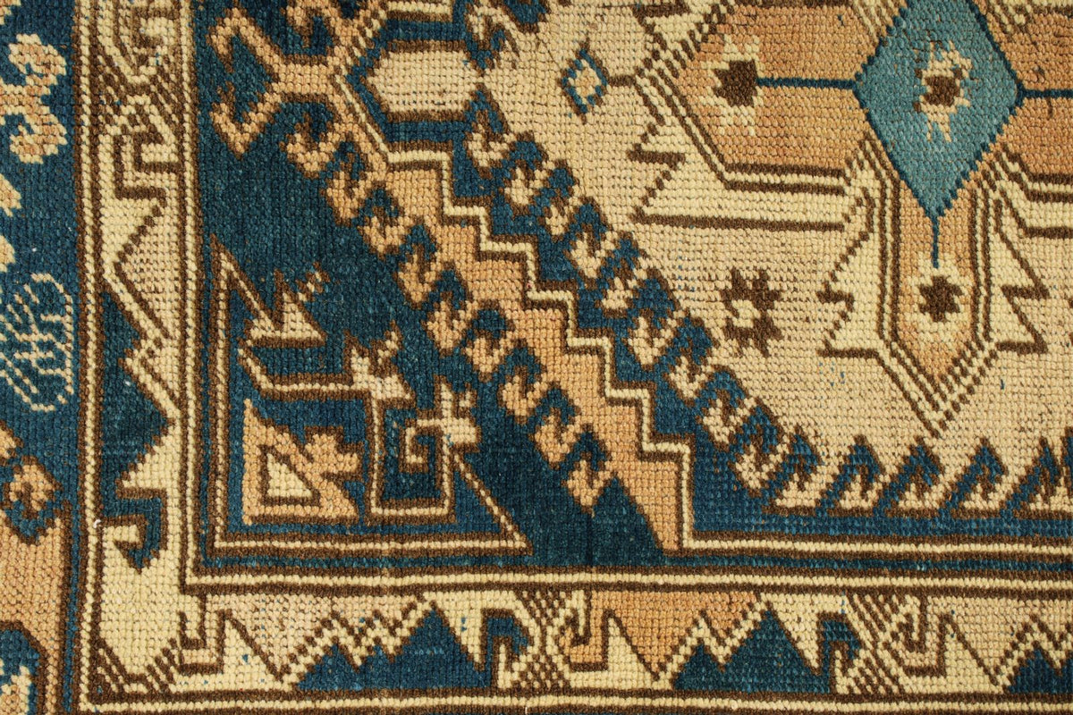 4x6 Blue and Beige Anatolian Tribal Rug