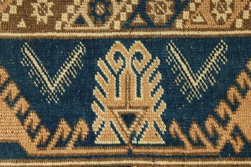 4x6 Blue and Beige Anatolian Tribal Rug