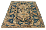 4x6 Blue and Beige Anatolian Tribal Rug