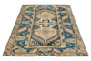 4x6 Blue and Beige Anatolian Tribal Rug