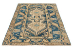 4x6 Blue and Beige Anatolian Tribal Rug