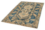 4x6 Blue and Beige Anatolian Tribal Rug