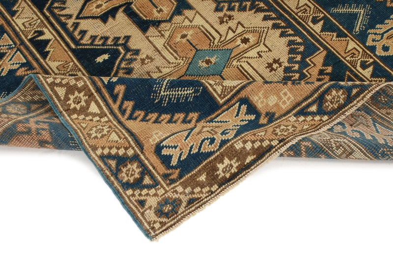 4x6 Blue and Beige Anatolian Tribal Rug