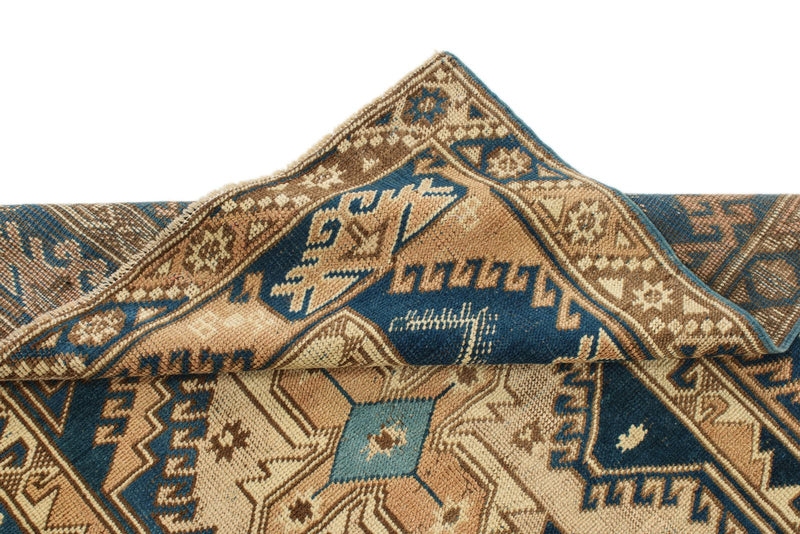 4x6 Blue and Beige Anatolian Tribal Rug