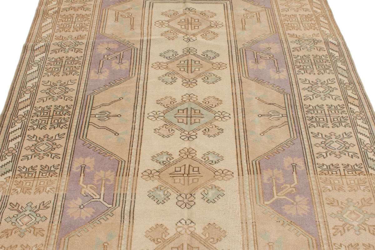 5x8 Beige and Red Turkish Milas Rug