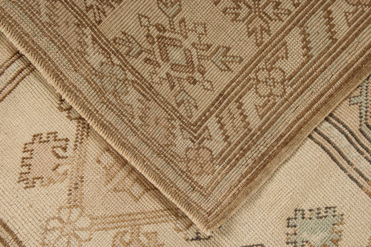 5x8 Beige and Red Turkish Milas Rug
