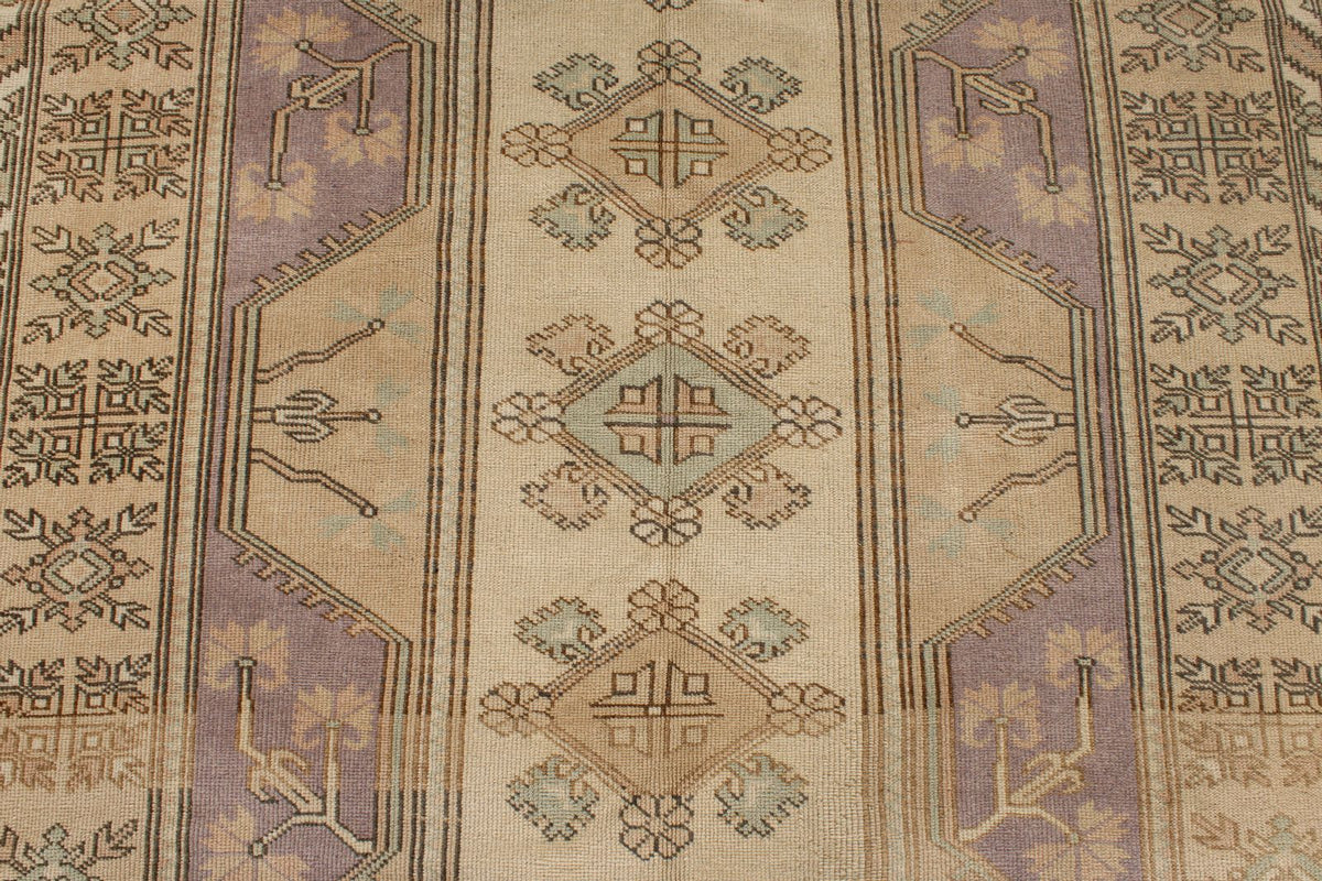 5x8 Beige and Red Turkish Milas Rug