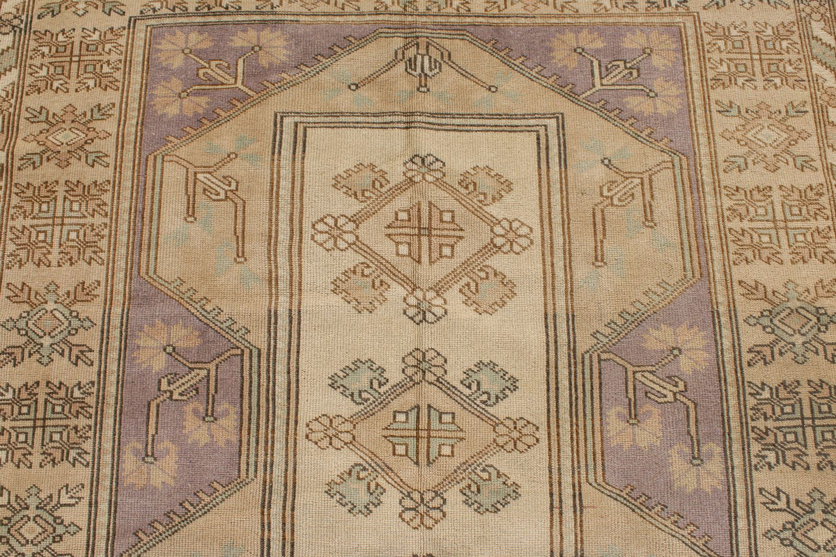 5x8 Beige and Red Turkish Milas Rug