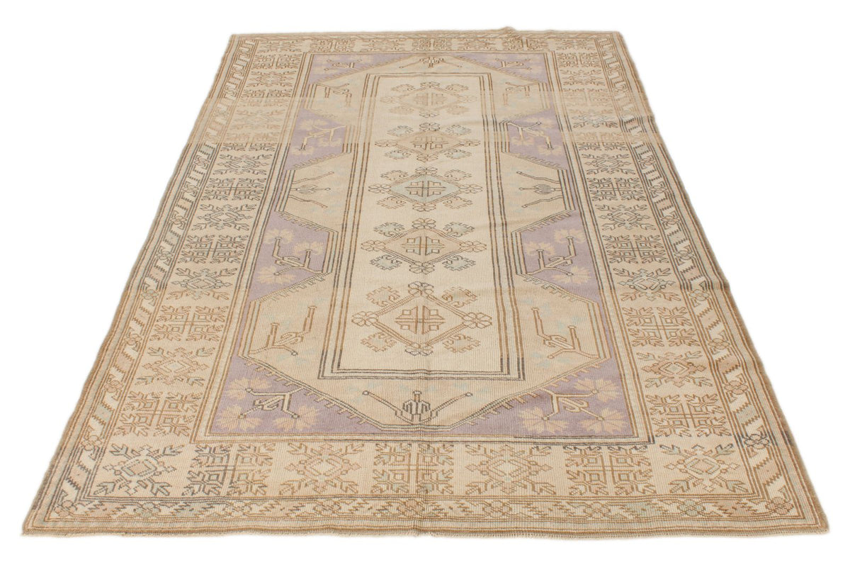 5x8 Beige and Red Turkish Milas Rug