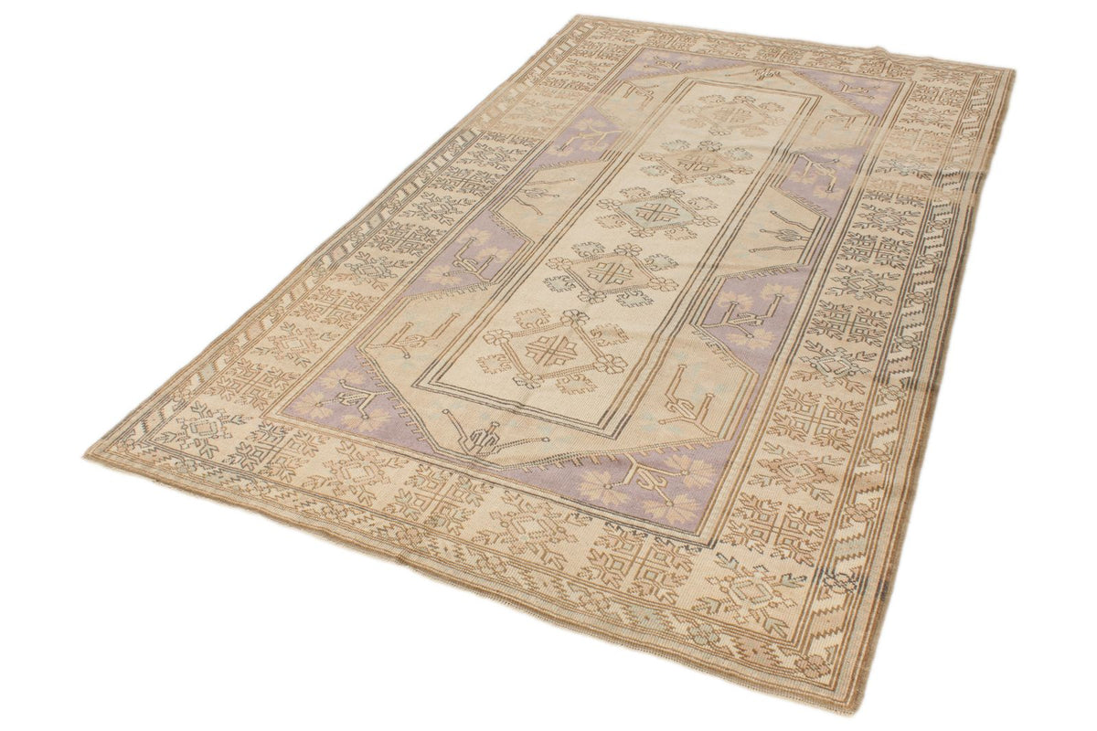 5x8 Beige and Red Turkish Milas Rug