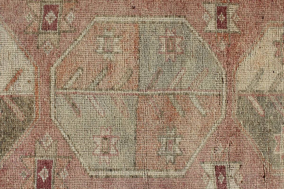 3x10 Pink and Beige Turkish Tribal Runner