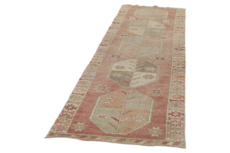3x10 Pink and Beige Turkish Tribal Runner