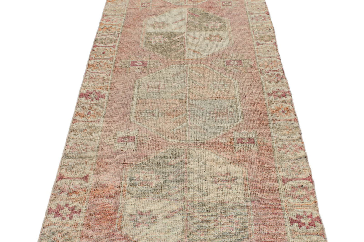 3x10 Pink and Beige Turkish Tribal Runner