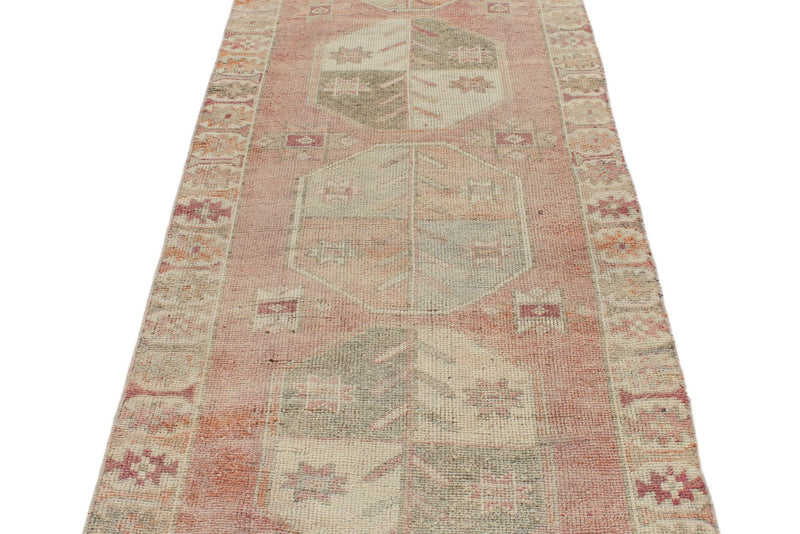 3x10 Pink and Beige Turkish Tribal Runner