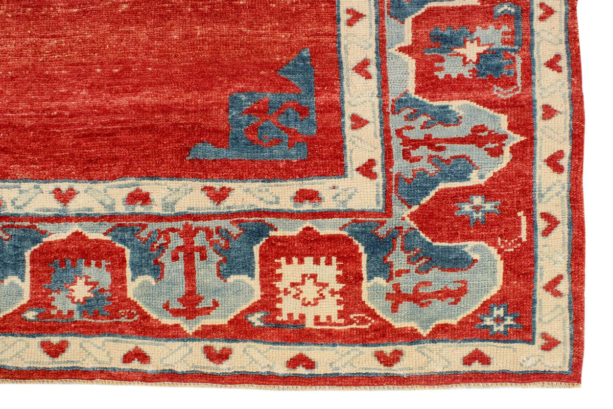 7x10 Rust and Blue Turkish Tribal Rug