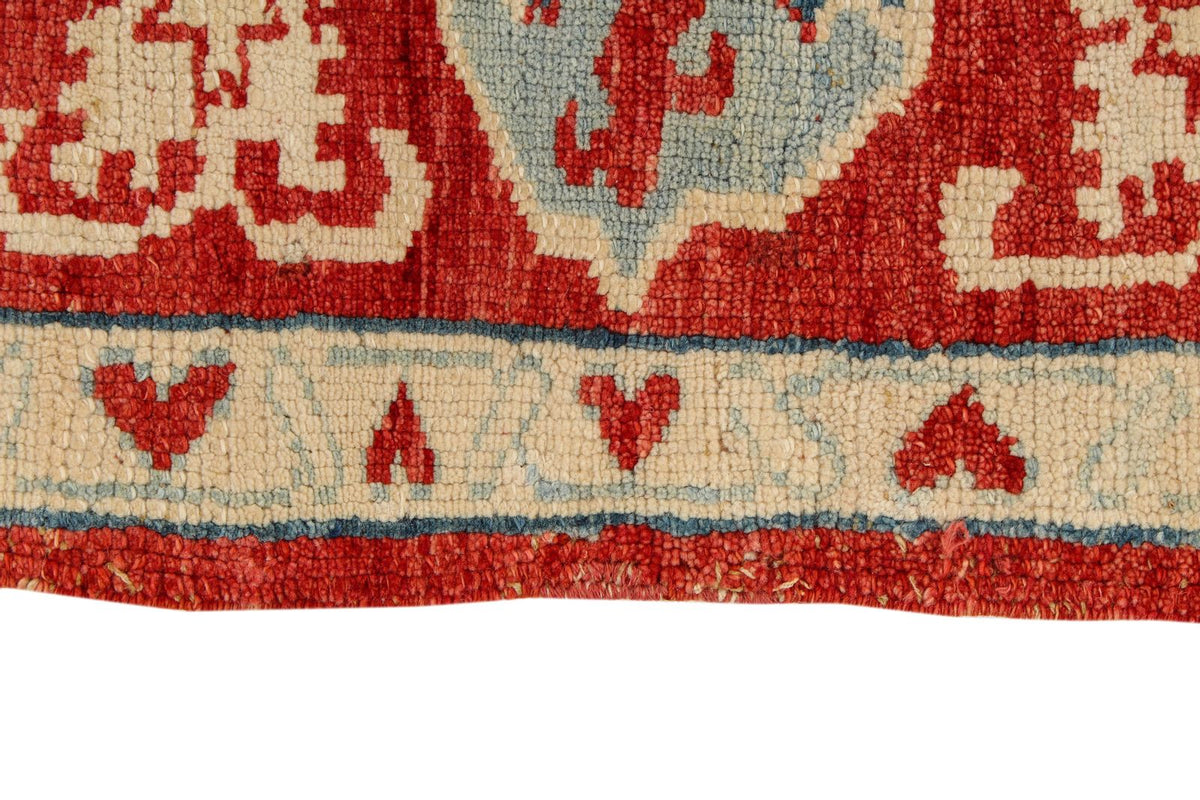 7x10 Rust and Blue Turkish Tribal Rug