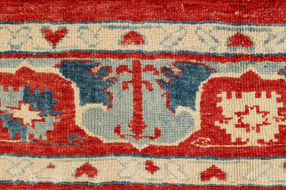 7x10 Rust and Blue Turkish Tribal Rug