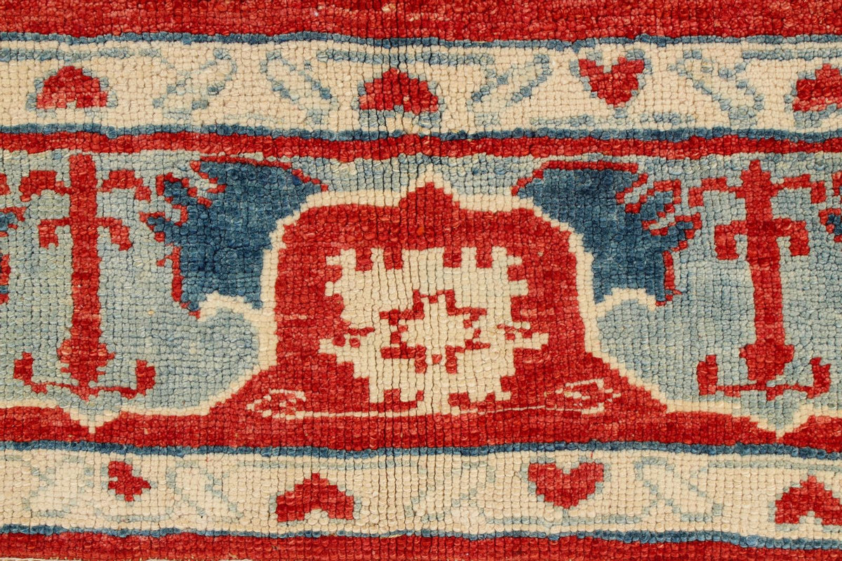 7x10 Rust and Blue Turkish Tribal Rug