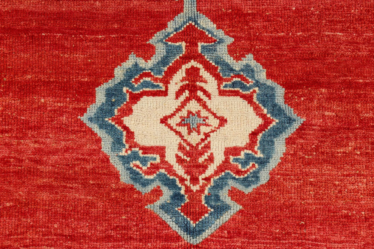 7x10 Rust and Blue Turkish Tribal Rug