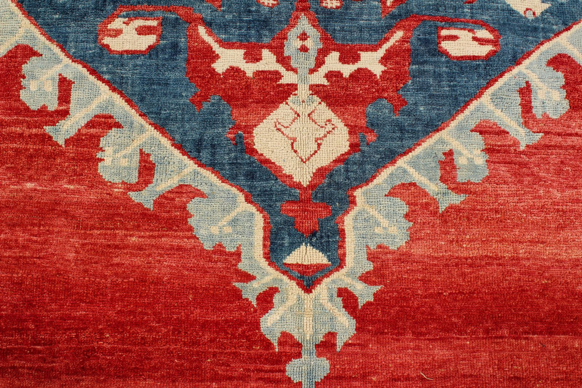 7x10 Rust and Blue Turkish Tribal Rug