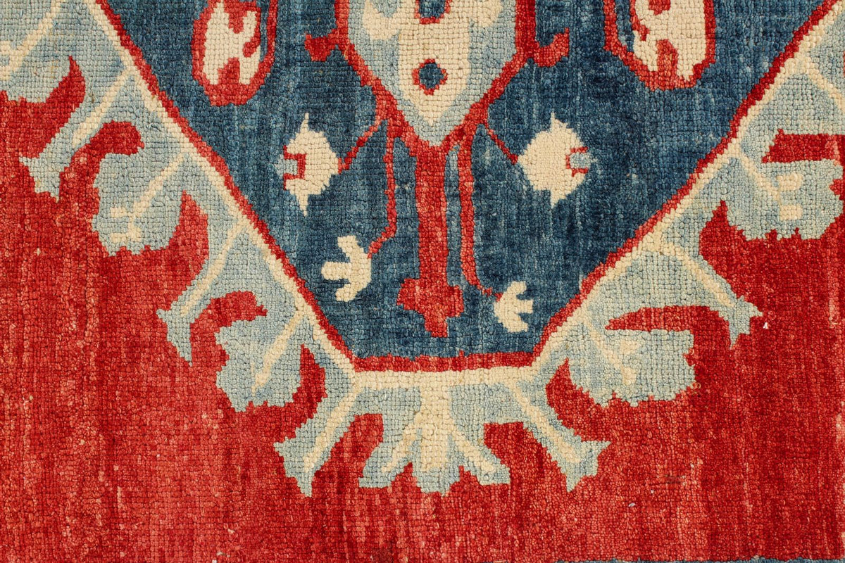 7x10 Rust and Blue Turkish Tribal Rug
