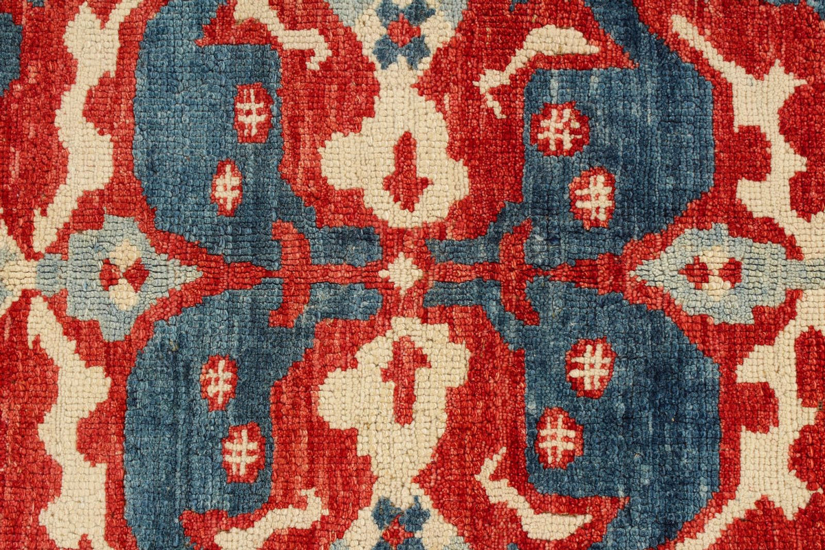 7x10 Rust and Blue Turkish Tribal Rug