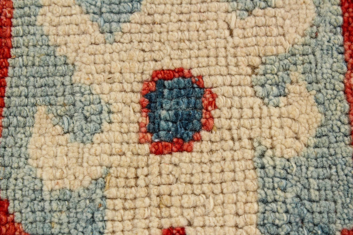 7x10 Rust and Blue Turkish Tribal Rug