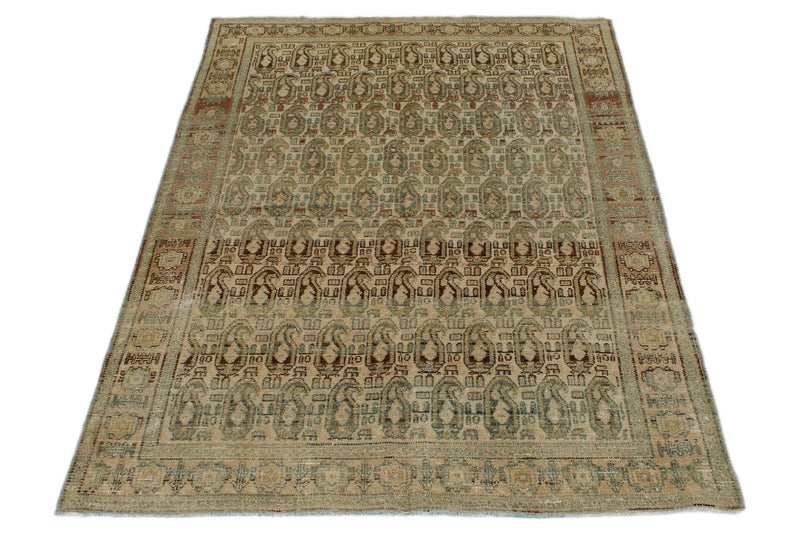 4x5 Beige and Rust Persian Tribal Rug