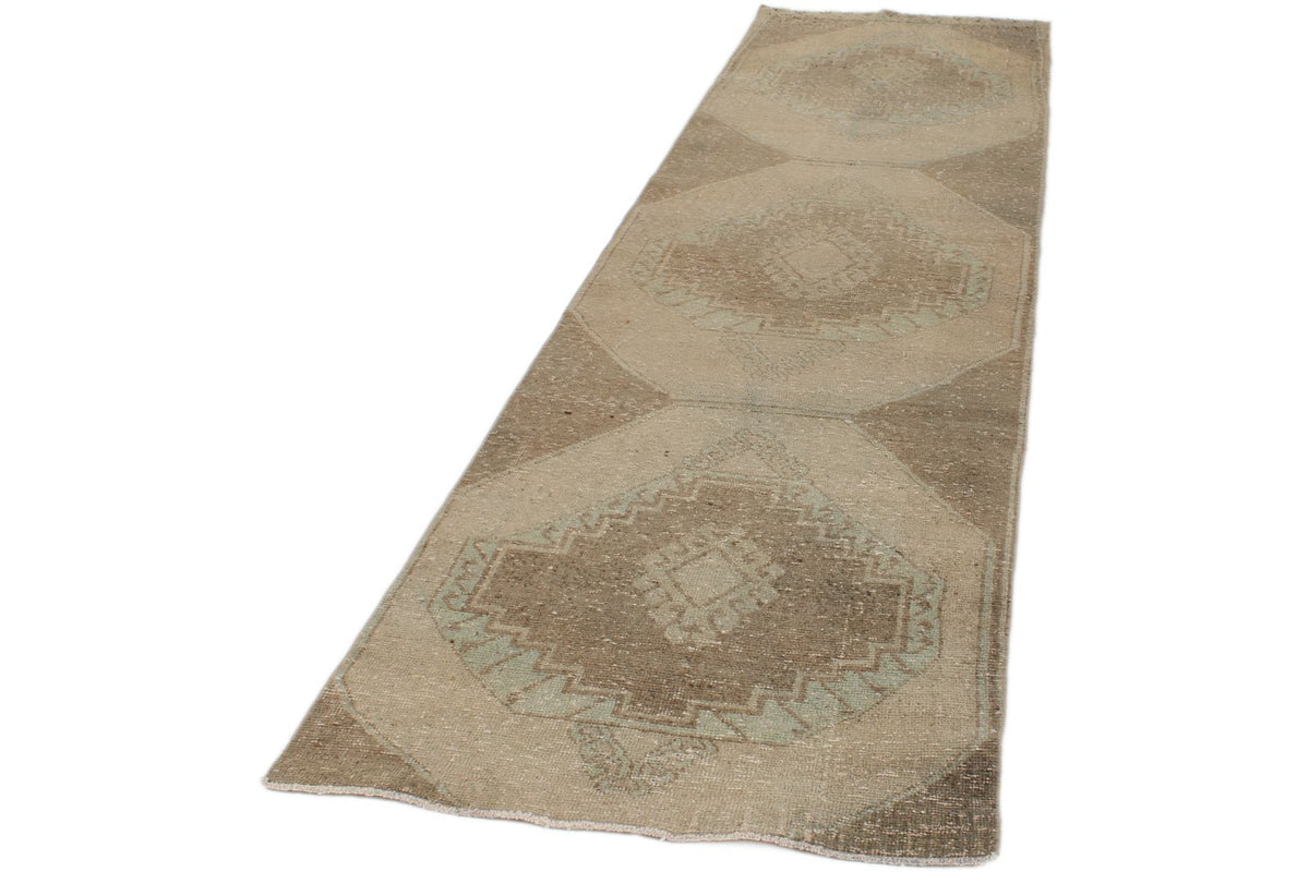 3x11 Beige Turkish Tribal Runner