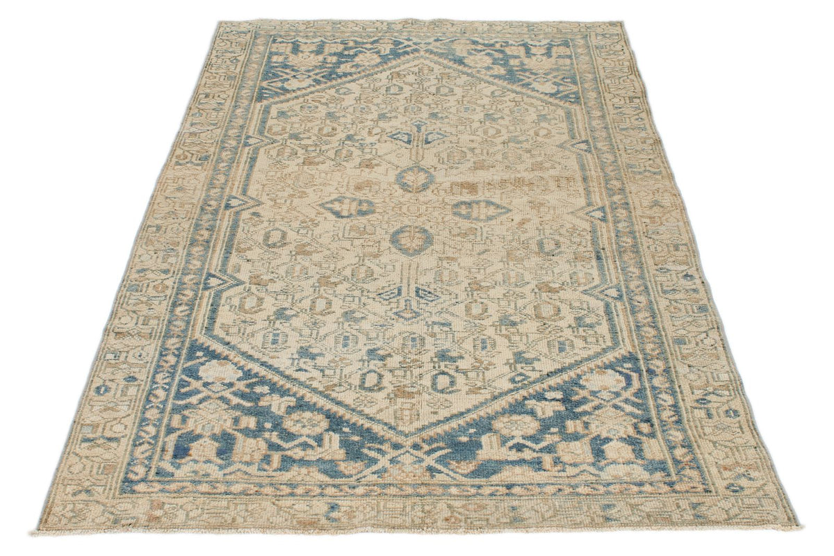 4x6 Blue and Beige Persian Traditional Rug